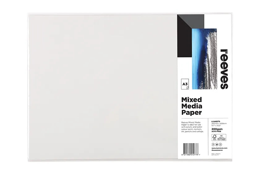 Reeves Mixed Media 200gsm A3 Paper Pack Of 6 Sheets