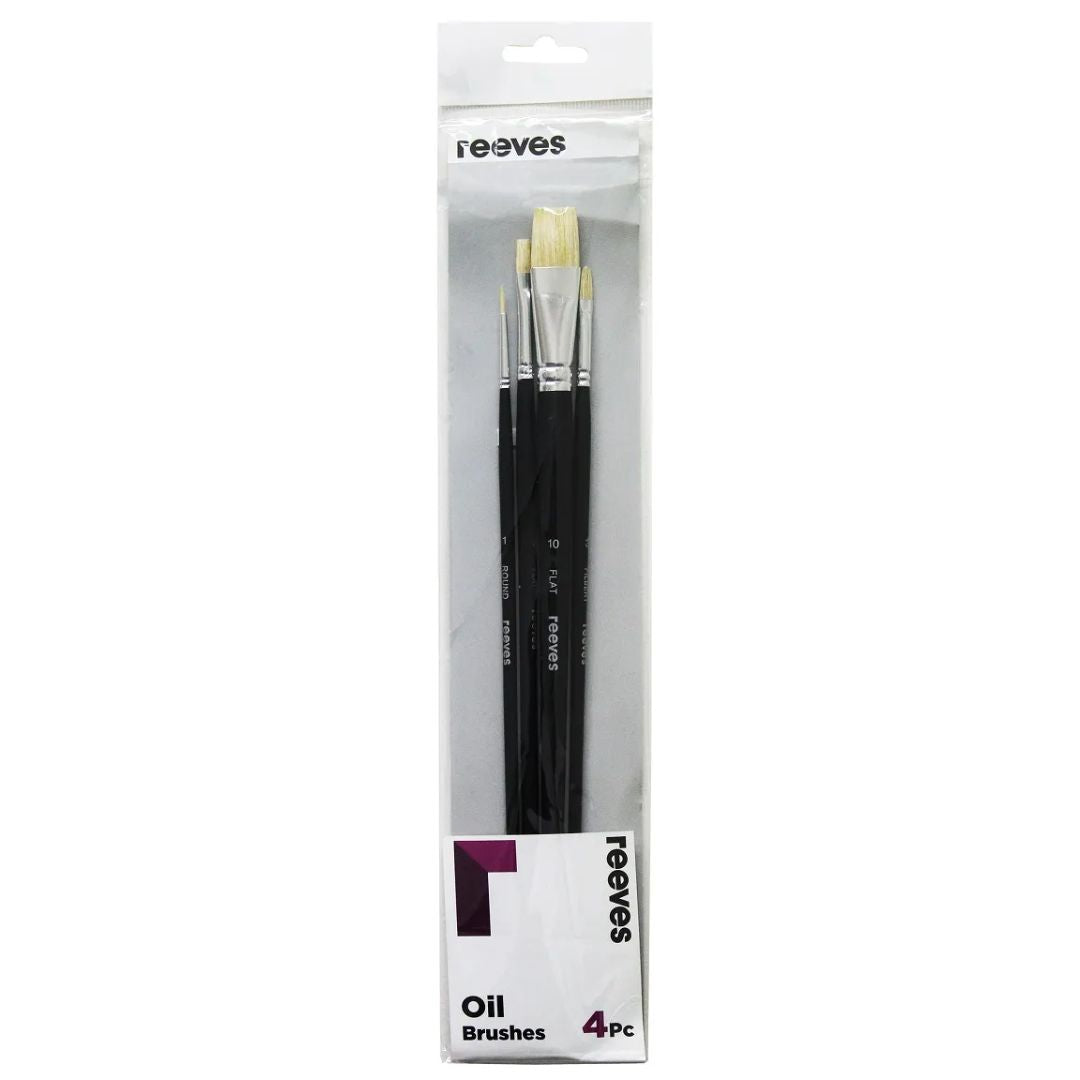 Reeves Oil Hog Long Handle Brushes Set of 4