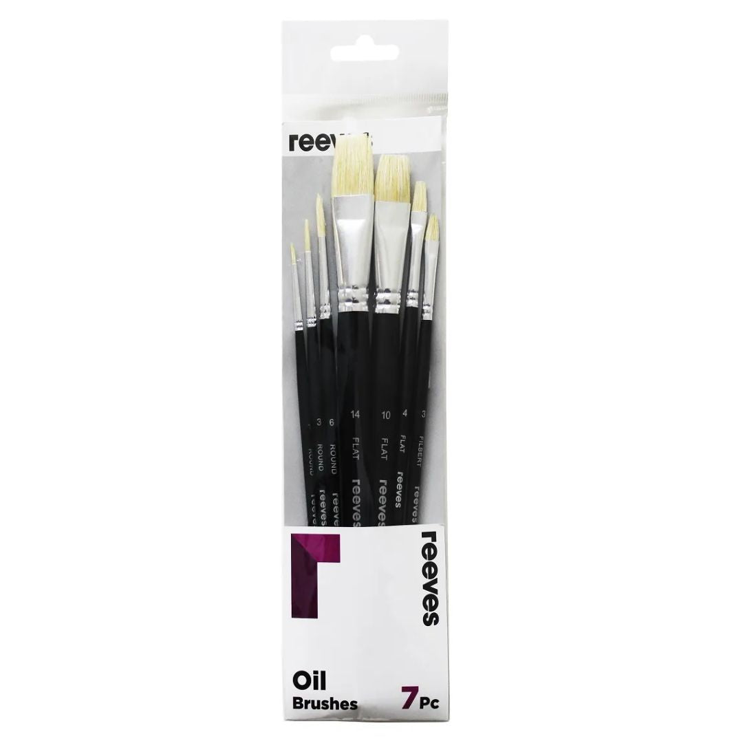 Reeves Oil Hog Short Handle Brushes Pack Of 7