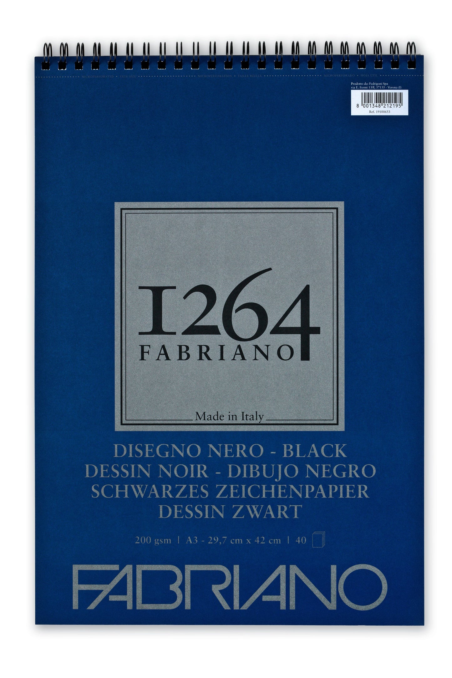Fabriano 1264 Black Spiral 200gsm Pads