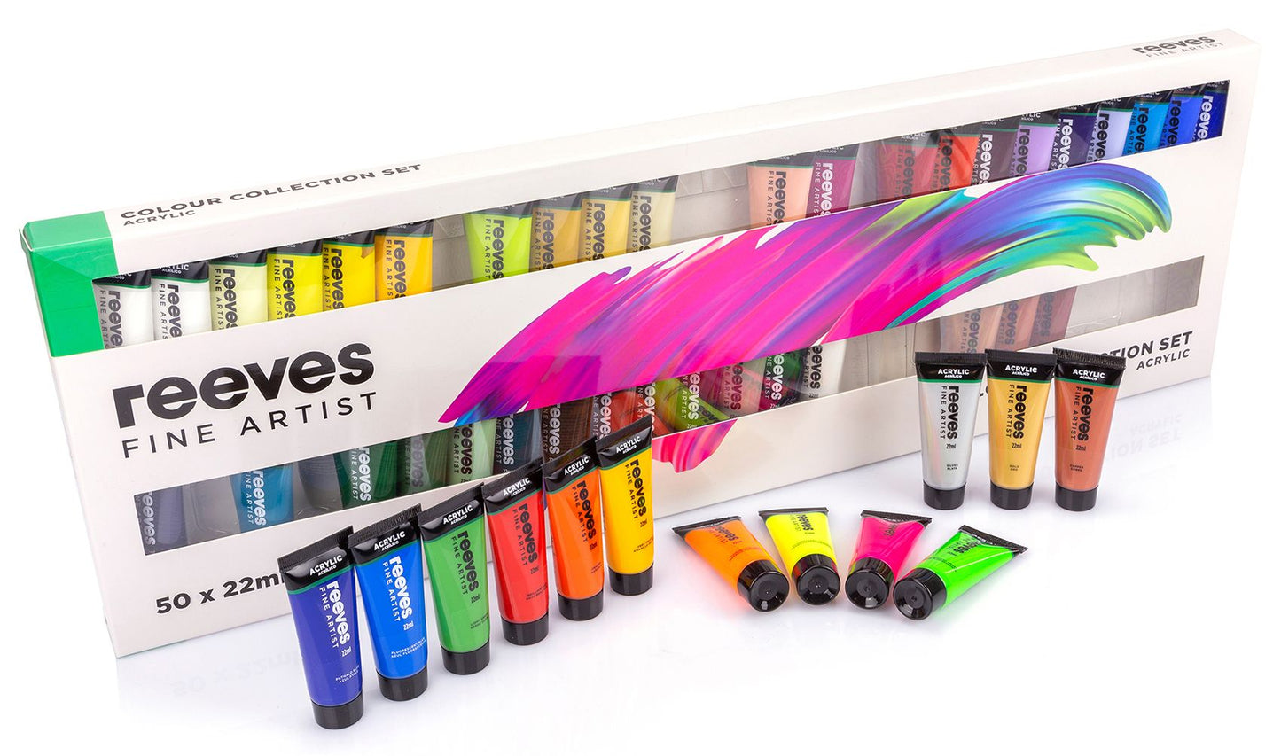 Reeves 22ml Acrylic Paints Set of 50 Classic Colours