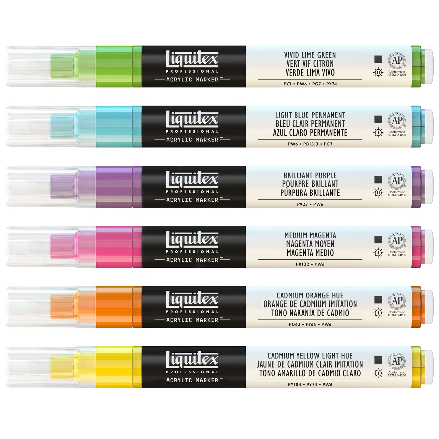 Liquitex 2-4mm Chisel Acrylic Markers Vibrant Set of 6