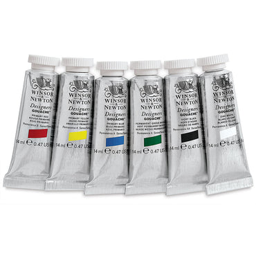 Winsor & Newton Designers 14ml Gouache Paints Primary Set Of 6