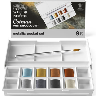 Winsor & Newton Cotman Watercolour Metallic Half Pans Set Of 8