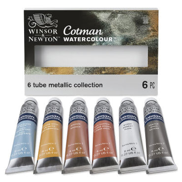 Winsor & Newton Cotman 8ml Watercolour Metallic Paints Set Of 6