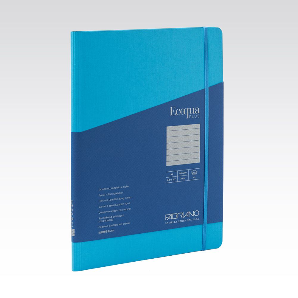 Fabriano Ecoqua Plus Hidden Spiral 90gsm Lined A4 Notebooks