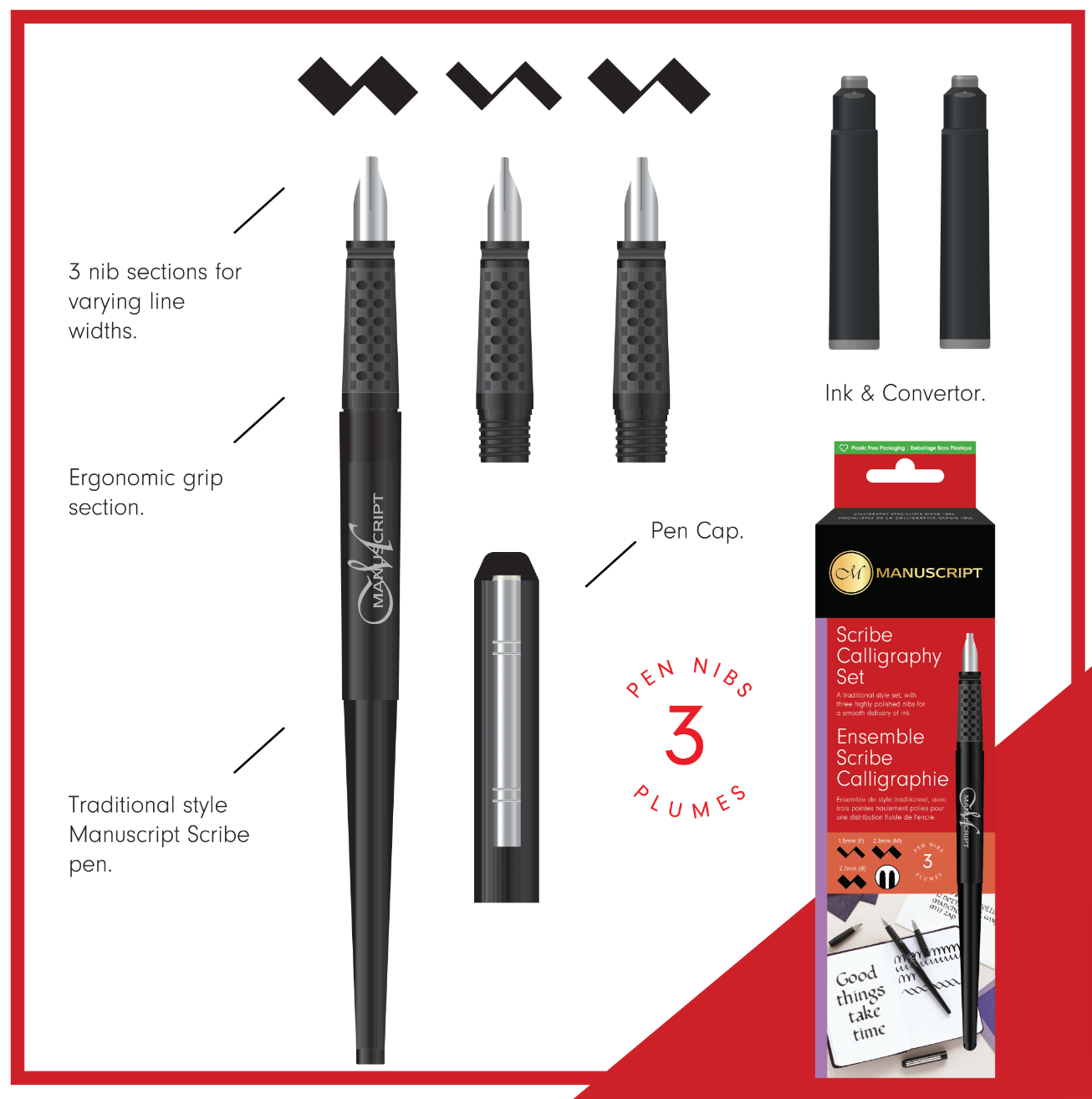 Manuscript Scribe Calligraphy Nibs Set Of 3
