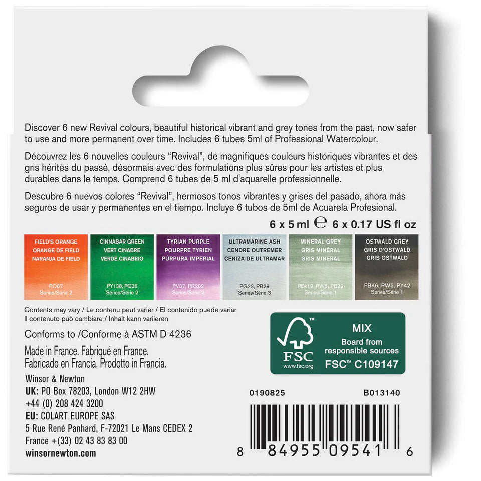 Winsor & Newton Professional Watercolour Revival Collection Paints Set of 6