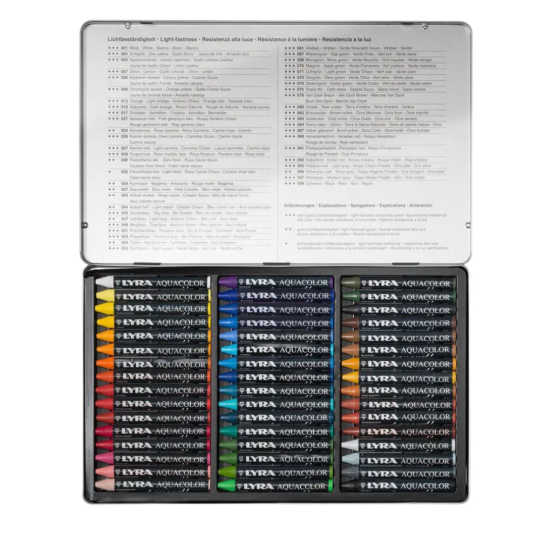 Lyra Aquacolor Water-Soluble Wax Pastels Set of 48