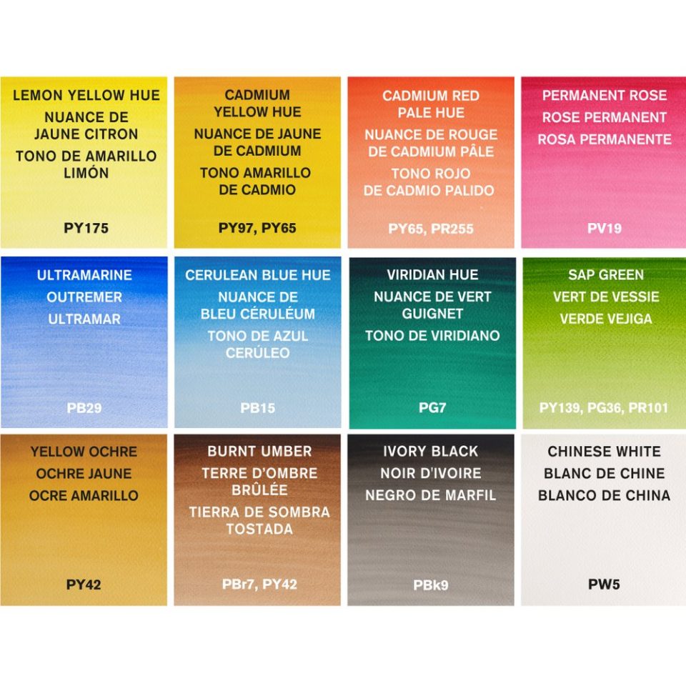 Winsor & Newton Cotman Watercolour Half Pan Paints Pocket Set of 15 Pieces