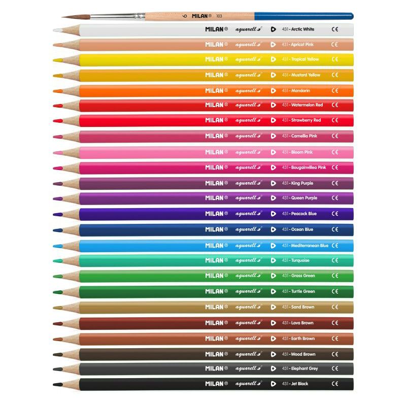 Milan Triangular Watersoluble Colouring Pencils Set Of 24