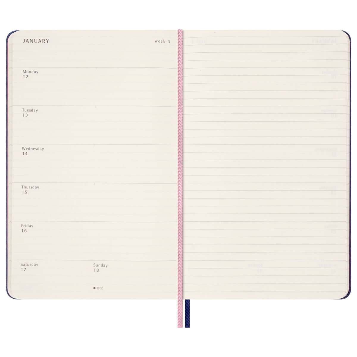 Moleskine Diary 18 Month Weekly + Notes Sakura Fabric Hard Cover Large 2025/2026