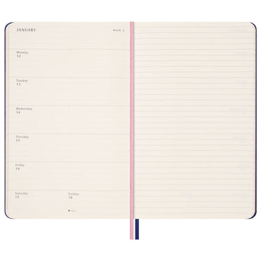 Moleskine Diary 18 Month Weekly + Notes Sakura Fabric Hard Cover Large 2025/2026