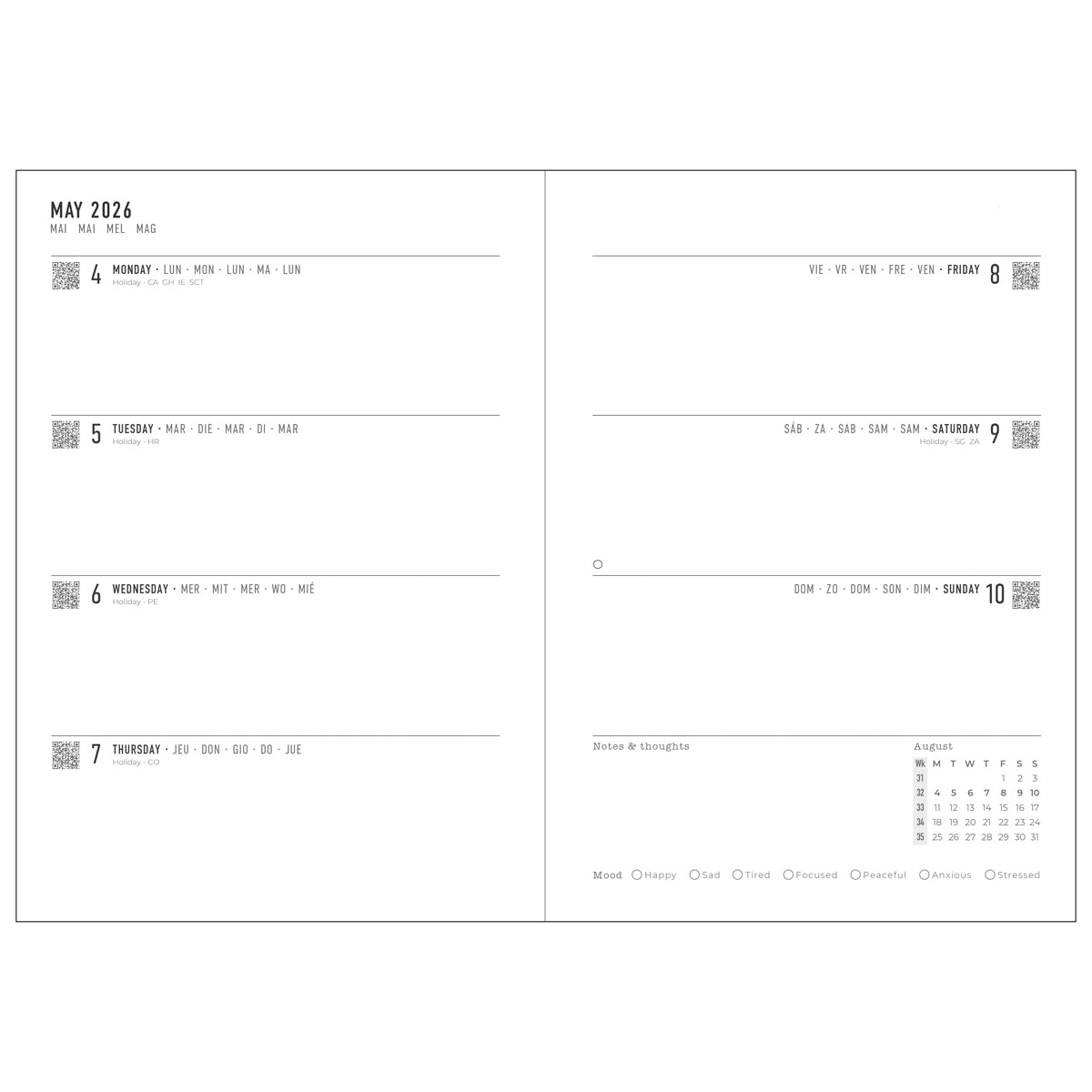 Letts of London Diary Conscious A5 Week to View Rosewater 2026