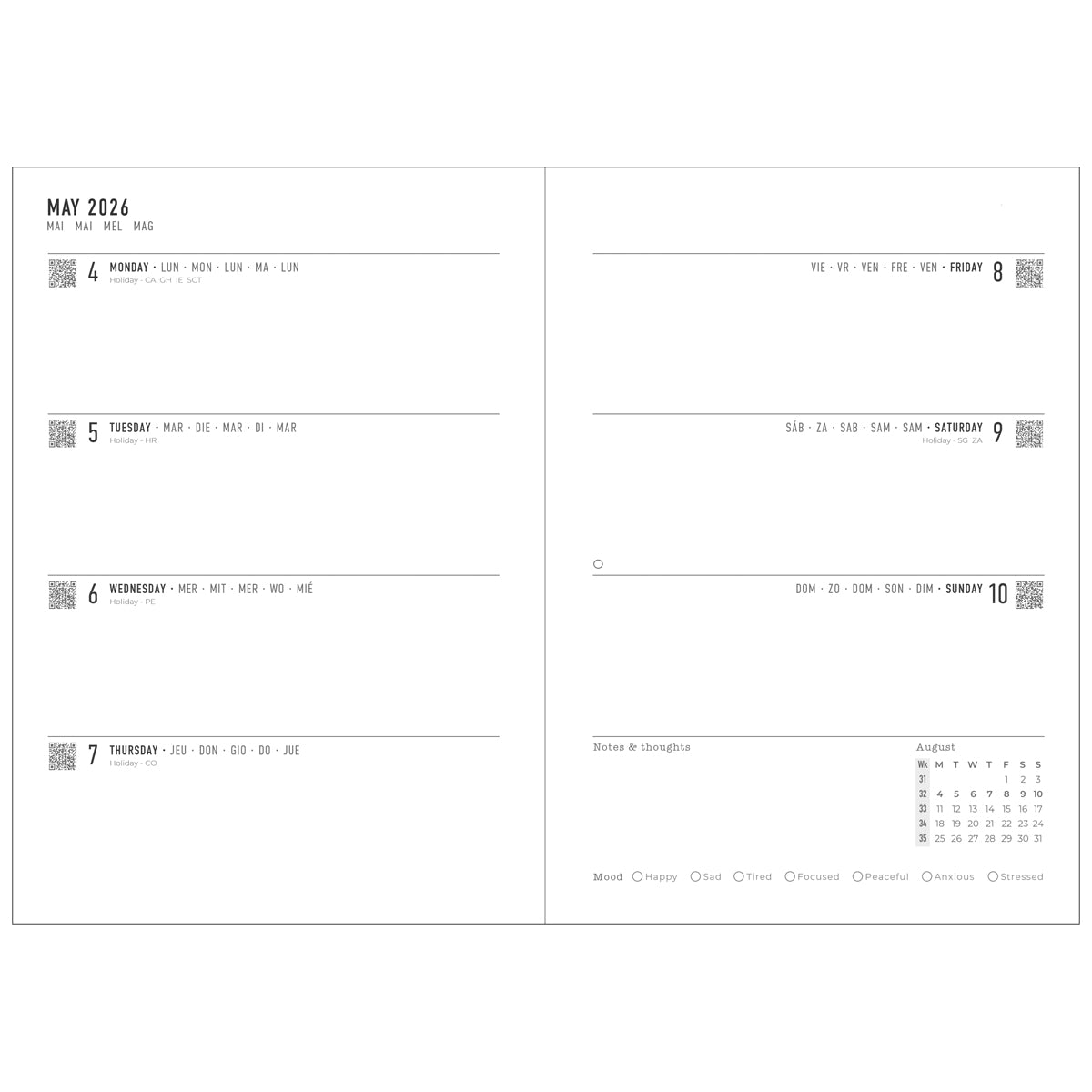 Letts of London Diary Conscious A6 Week to View Rosewater 2026