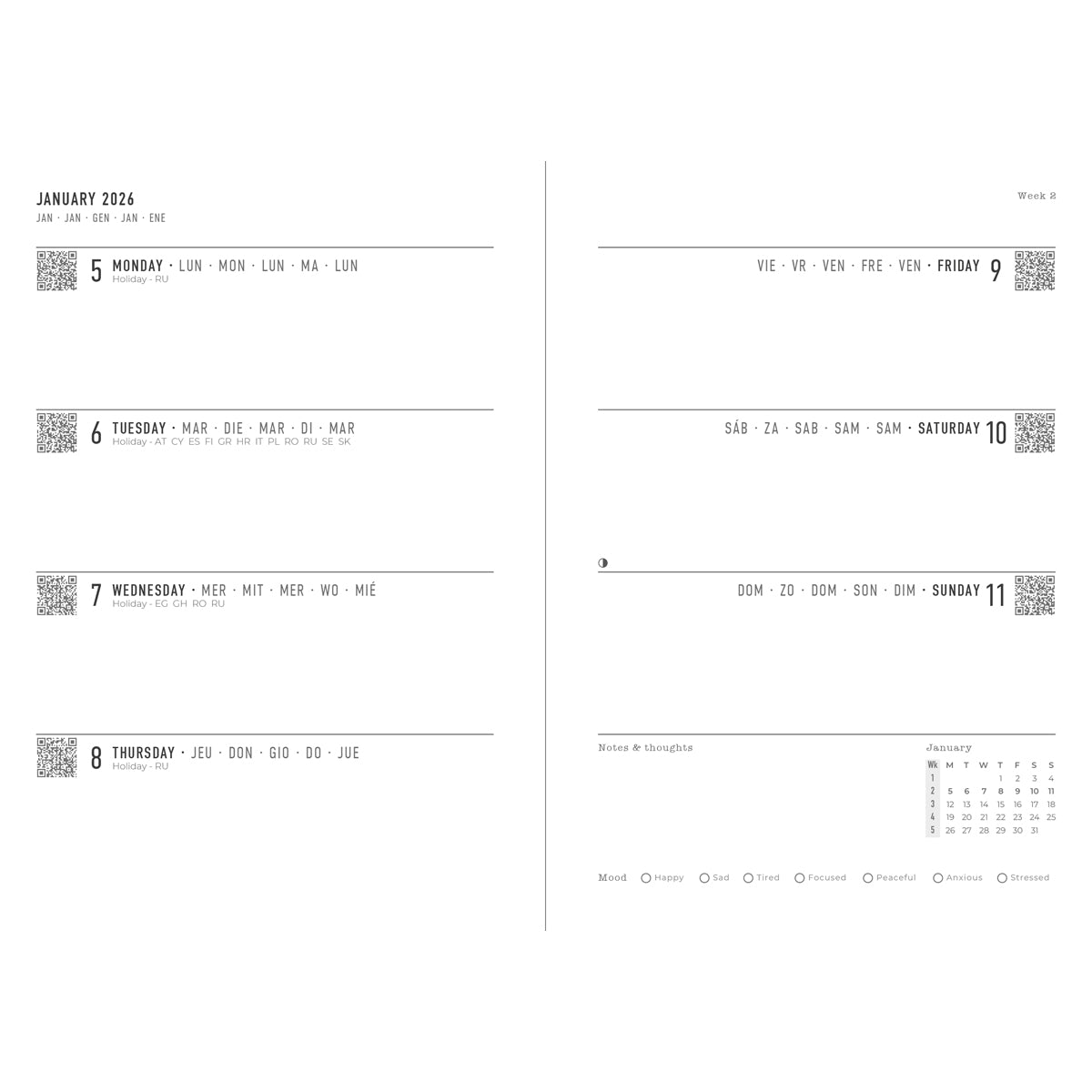 Letts of London Diary Conscious Evergreen A6 Week to View Slate 2026