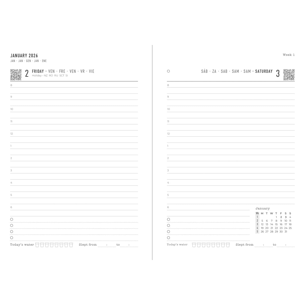 Letts of London Diary Gradient A6 Day to Page Appointments Rose 2026