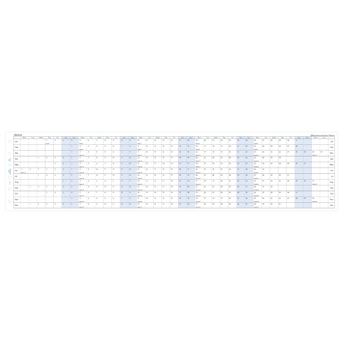 Filofax Refill Year Planner Horizontal Pocket 2026