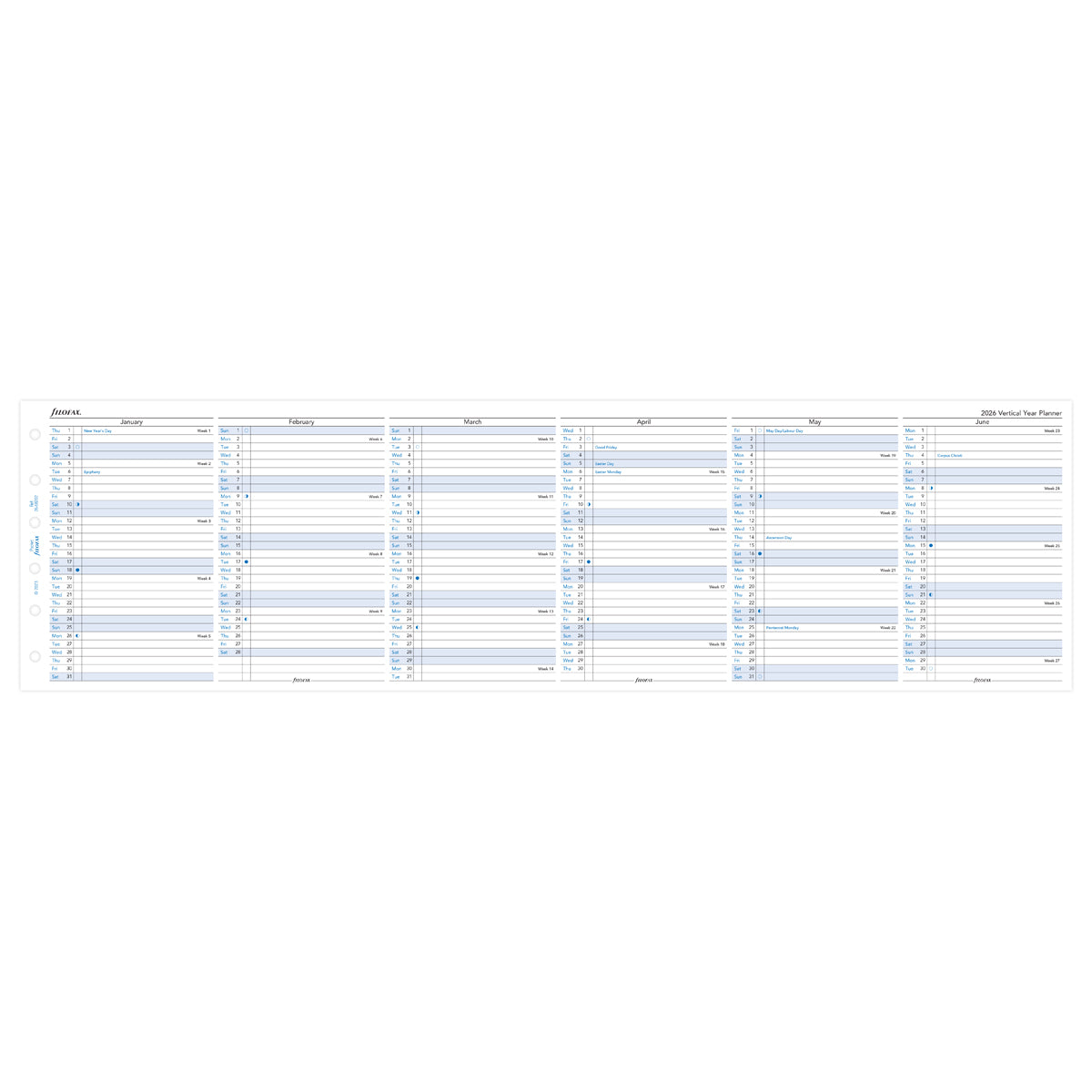 Filofax Refill Year Planner Vertical Pocket 2026