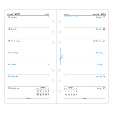 Filofax Refill Classic Week Per Page Personal 2026
