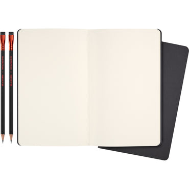 Moleskine LE Blackwing x MSK Set 2 Soft Pencils + 2 Plain Cahier (L)