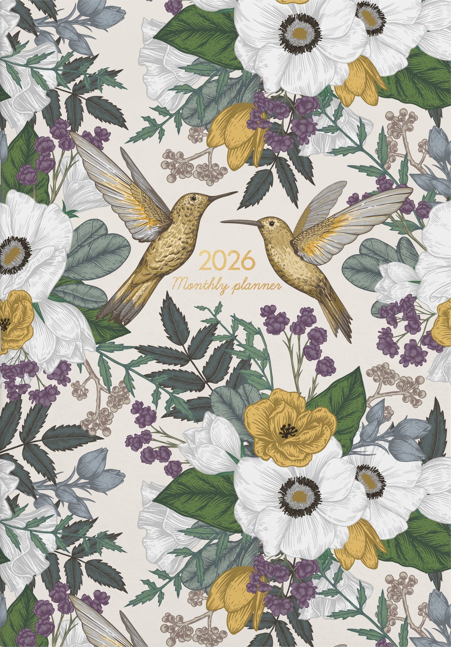 Collins Designer A4 Monthly Planner Floral Numbers Even Year
