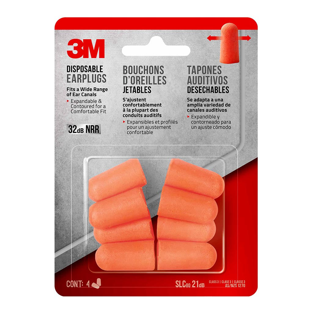 3M Disposable Earplugs Pack of 4 Pairs
