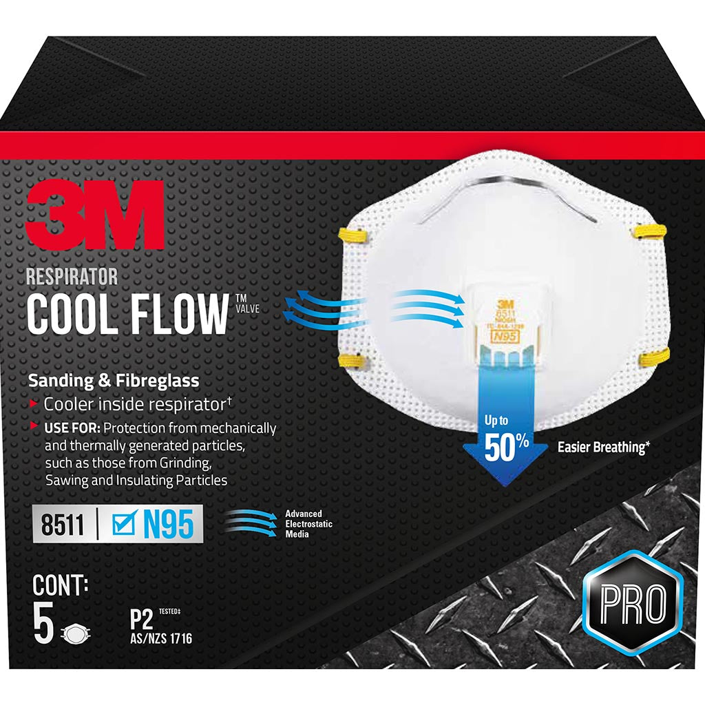 3M Respirator Valved Fibreglass Sanding Pack of 5