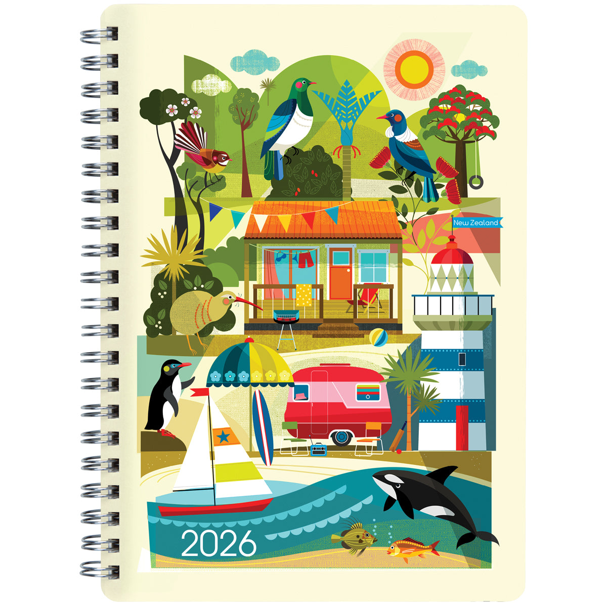 Collins Diary A63 Kiwi Vibe Week to View Even Year