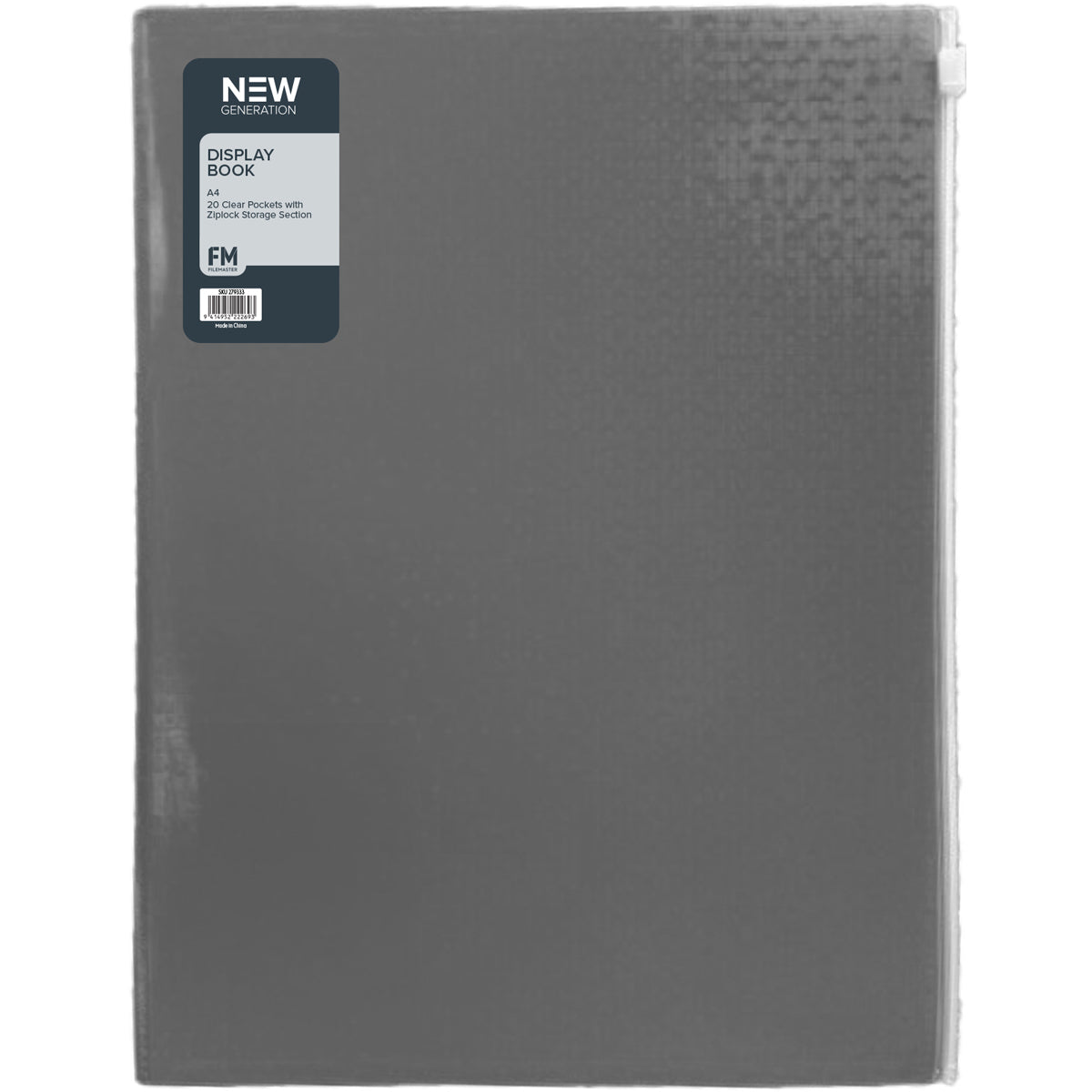 FM Display Books A4 20 Pocket with Zip Storage Pocket