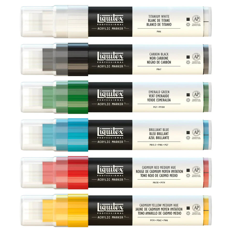 Liquitex 15mm Chisel Acrylic Markers Classics Set of 6