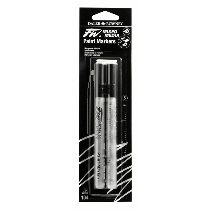 Daler Rowney FW Mixed Media Small Paint Marker 1-3mm Set Of 2