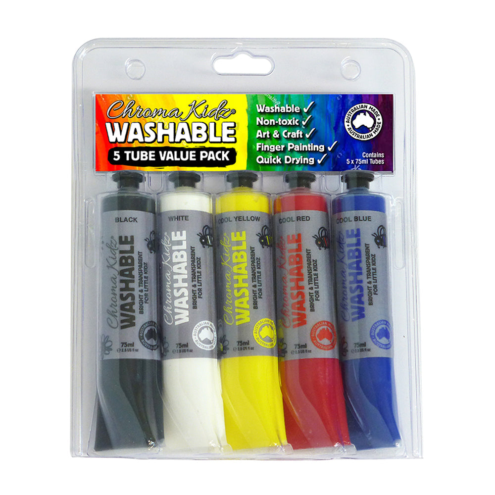 Chroma Kidz Washable Acrylic Paints Set of 5 X 75ml