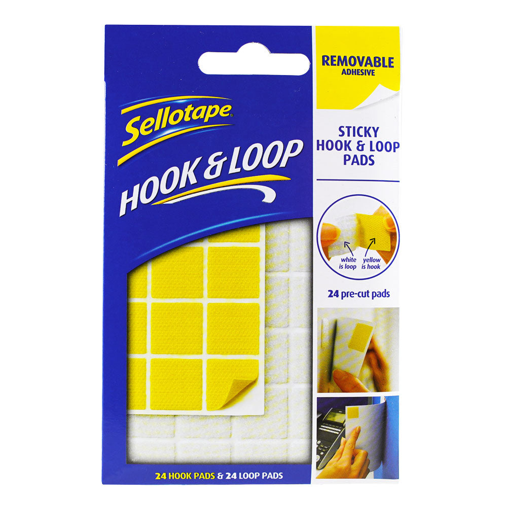 Sellotape Sticky Hook & Loop Pads Removable 20mm Pack Of 24