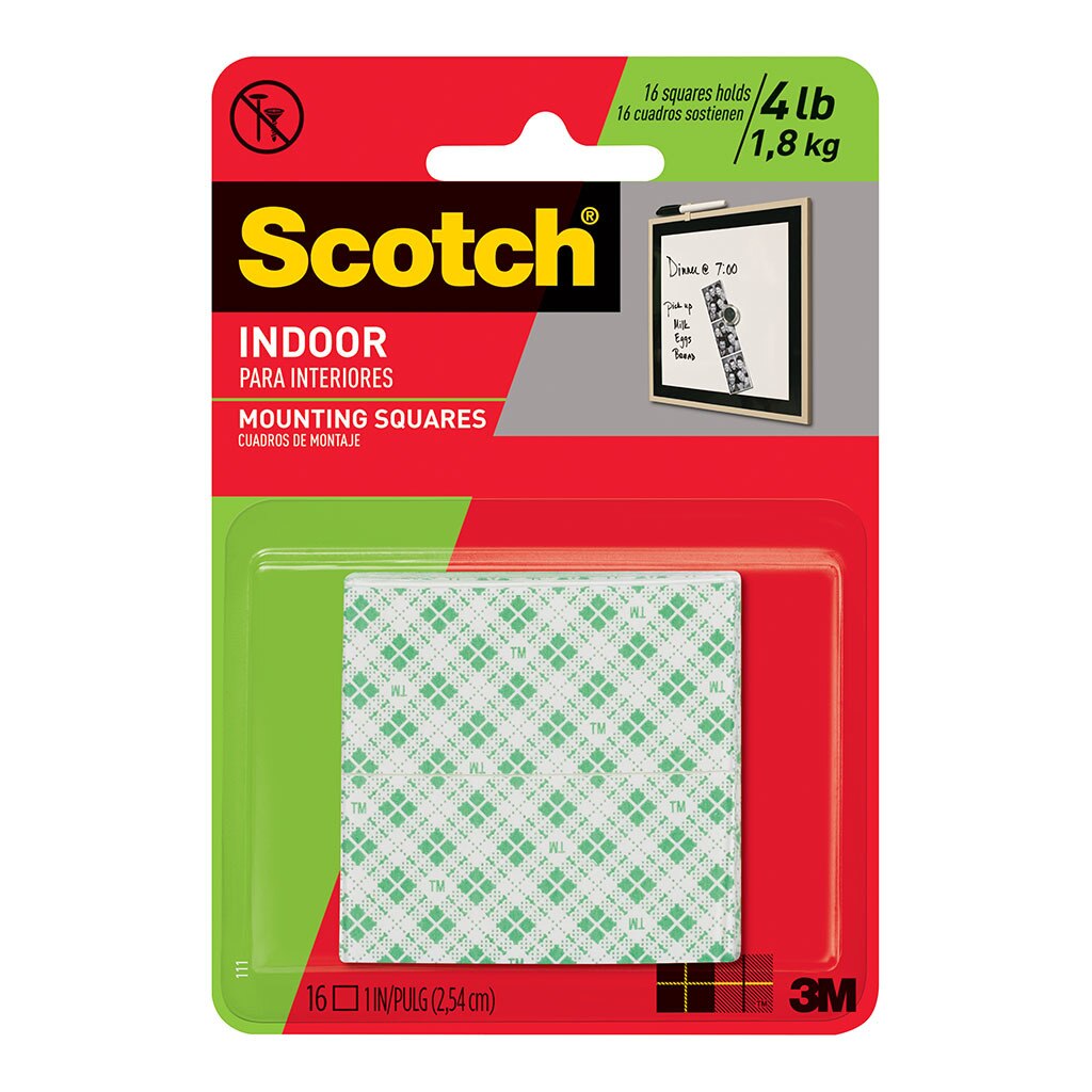 Scotch Mounting Squares 111/dc Indoor Permanent Size 25mm X 25mm Pack 16