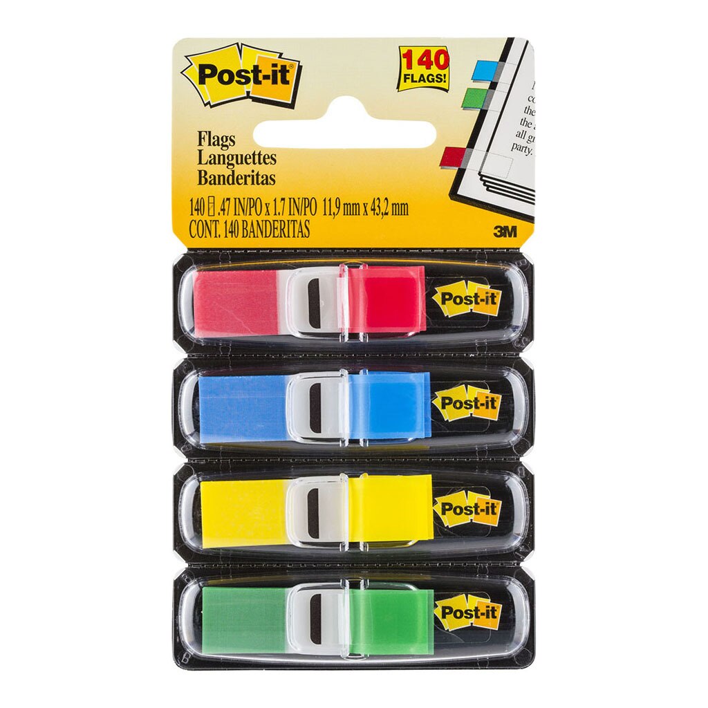 Post-it Flags 683-4 Primary 12x43mm Pack of 4