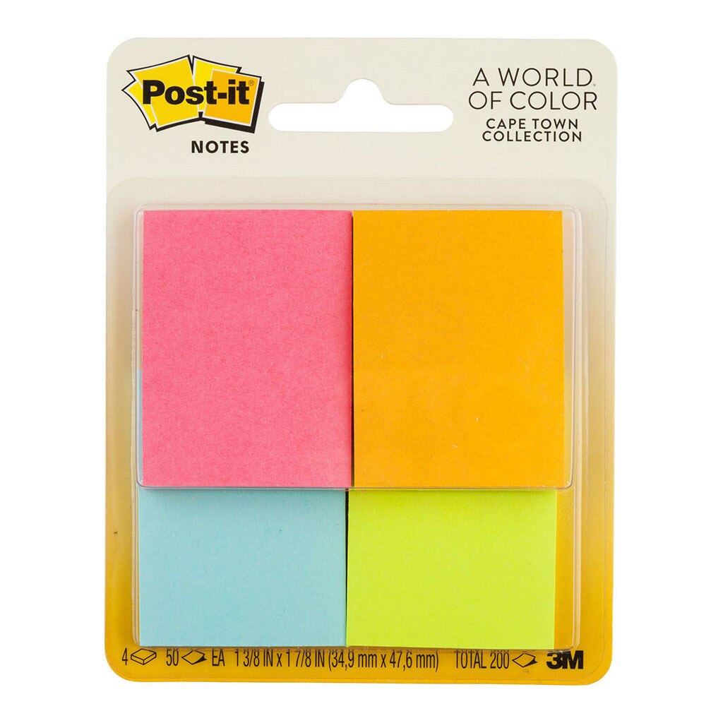 Post-it Notes 653-4af Mini Page Markers Size 36x48mm 50 Sheet Pads Pack 4
