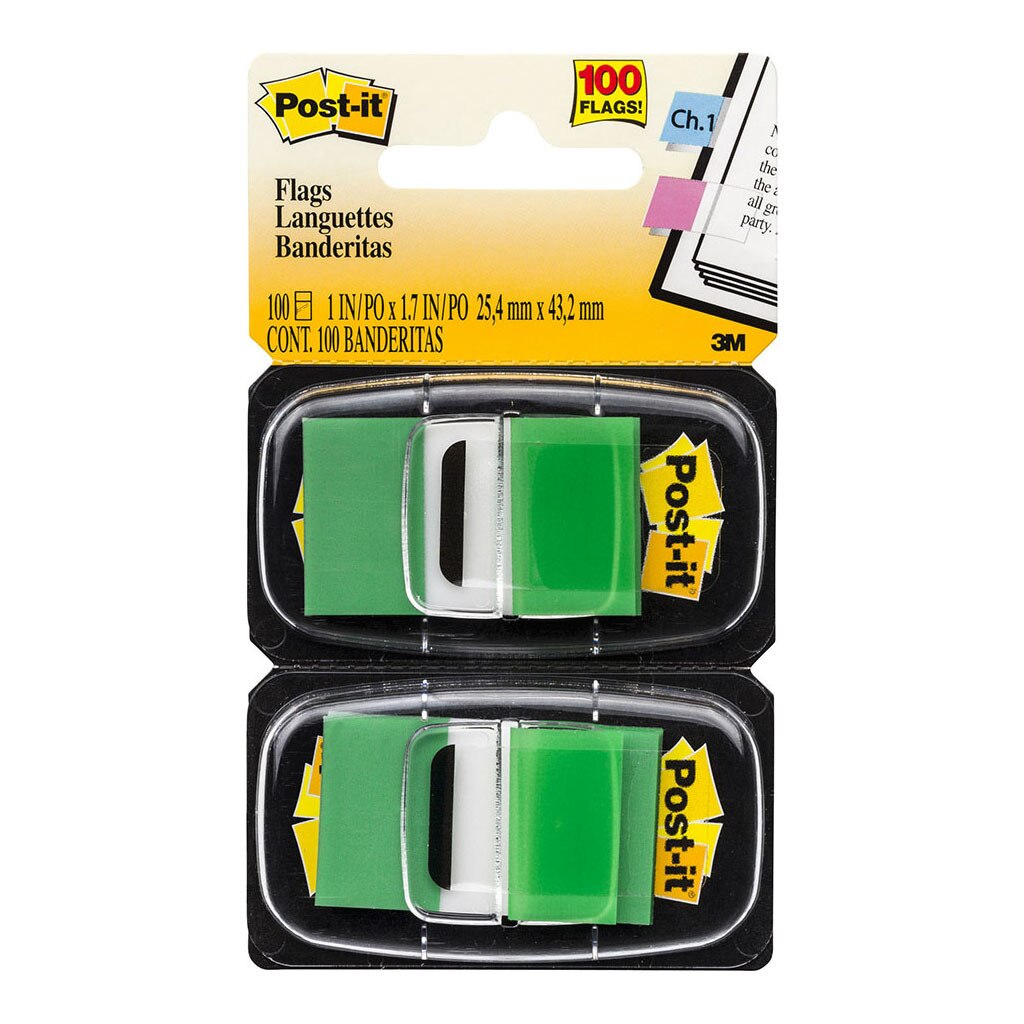 Post-it Flags 680-gn2 Twin Pack Green 25x43mm Pack Of 60