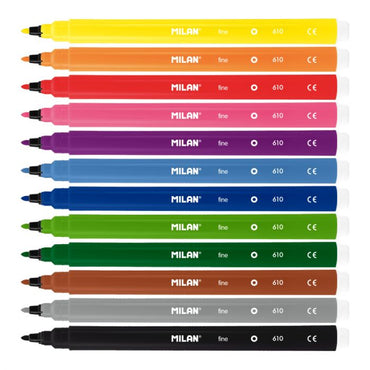 Milan Fine Tip Assorted Markers Set of 12