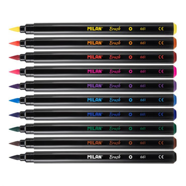 Milan Waterbased Brush Tip Assorted Markers Set of 10