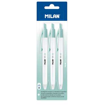 Milan Anti-bacterial P1+ Ballpoint Pens Pack Of 3