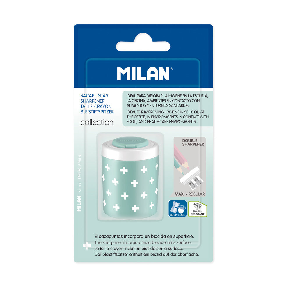 Milan Antibacterial 2 Turquoise Hole Pencil Sharpener