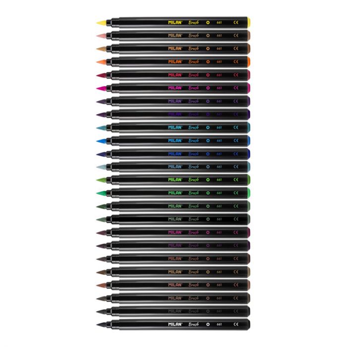 Milan Brush Tip Fibre Pens Assorted Set Of 24