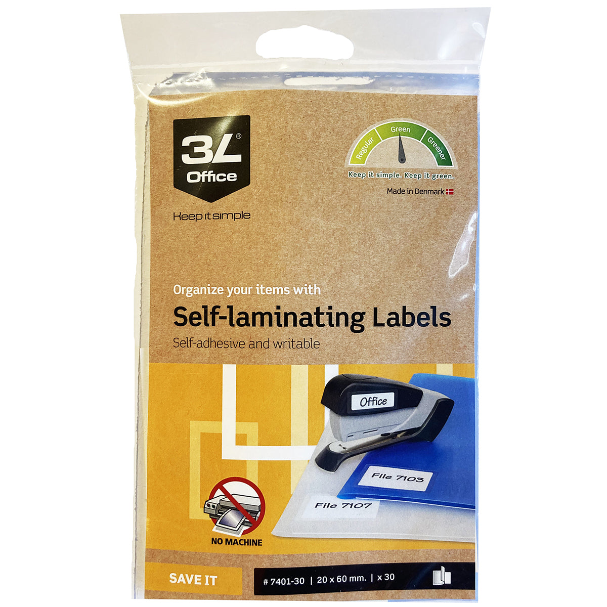 3L Self Laminating Labels 20x60mm 5up 6 Sheets - Pack Of 30