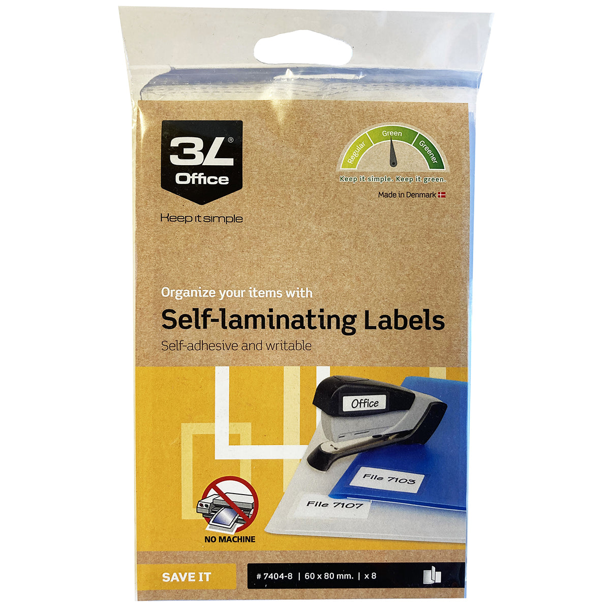 3L Self Laminating Labels 60x80mm 2up 4 Sheets - Pack Of 8