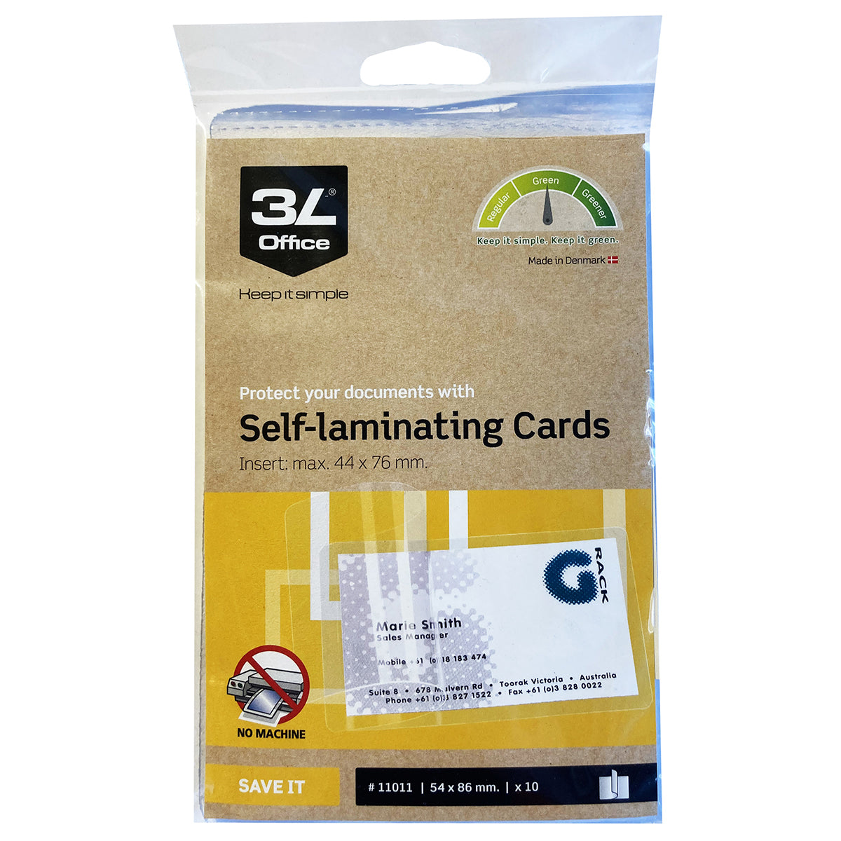 3L Self Laminating Cards 54x86mm - Pack Of 10