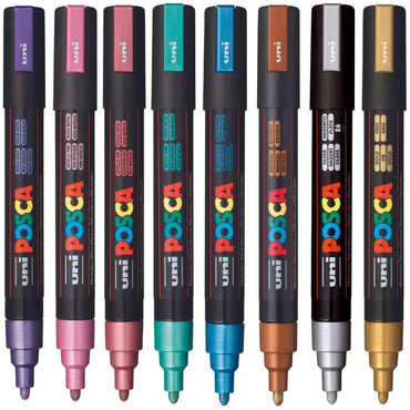 Uni Posca PC-5M 1.8-2.5mm Medium Bullet Tip Metallic Markers Set Of 8