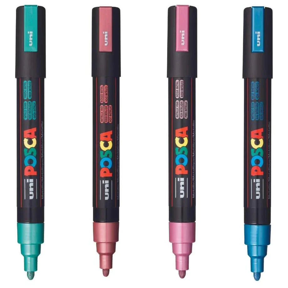Uni Posca PC-5M 1.8-2.5mm Medium Bullet Tip Metallic Markers Set Of 4