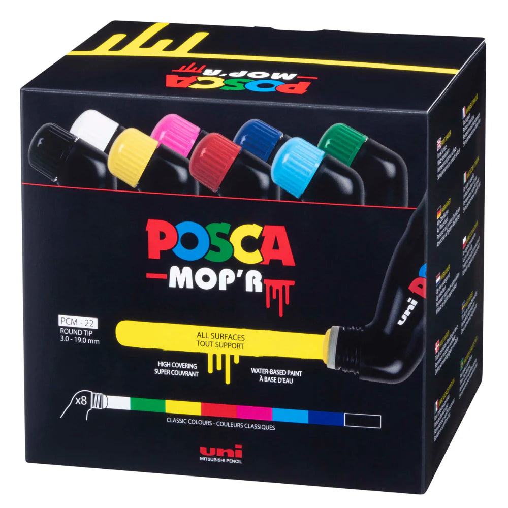 Uni Posca 3-19mm Mop'r Assorted Markers Set Of 8