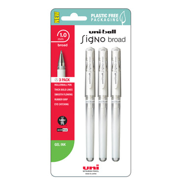 Uni Signo Broad 1.00mm White Pens Set of 3